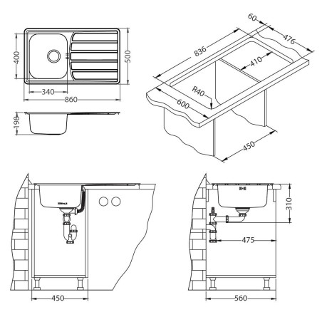 Kuchyňský dřez Alveus Zoom 30 Maxim Satin, pro horní montáž