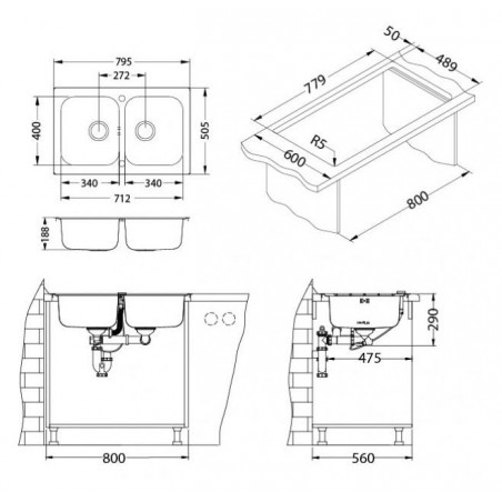 Kuchyňský dřez Alveus Line 90 Maxim Satin, pro montáž do roviny