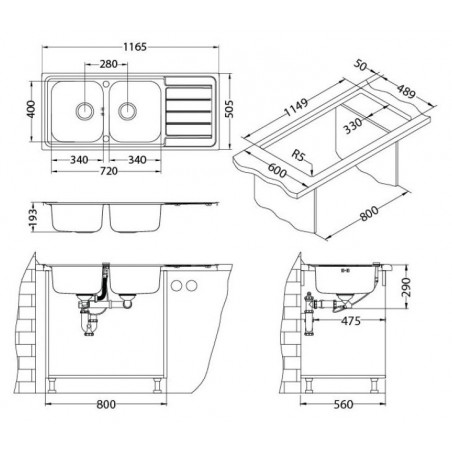 Kuchyňský dřez Alveus Line 100 Maxim Satin, pro montáž do roviny
