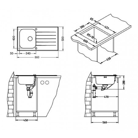 Kuchyňský dřez Alveus Glassix 10 UP černá/satin