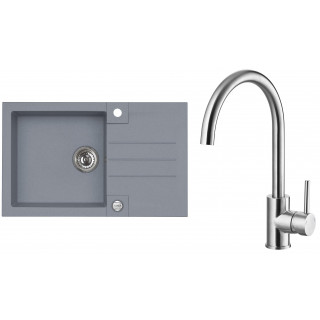 Set Alveus (dřez Rock 130 Steel 04 + baterie Elza Kartáčovaná ocel)