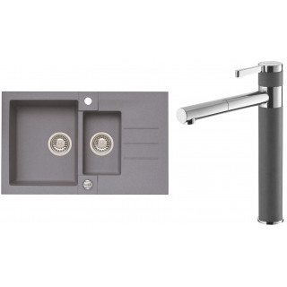 Set Alveus (dřez Rock 70 Steel 04 + baterie Zina Steel 04)