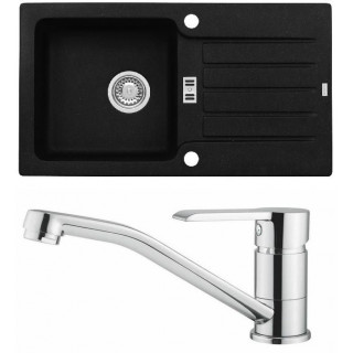 Set Alveus (dřez Niagara 30 Black 91 + baterie Ruta Chrom)