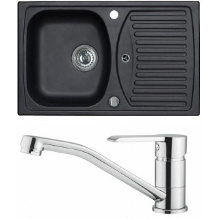 Set Alveus (dřez Record 30 Black 91 + baterie Ruta Chrom)