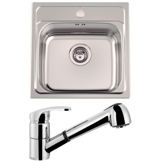Set Sinks (dřez Manaus 480 V 0,7 mm, matný + baterie Legenda S Chrom - lesklý)