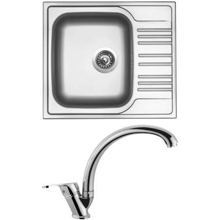 Set Sinks (dřez Star 580 V 0,6 mm, matný + baterie Evera Chrom)