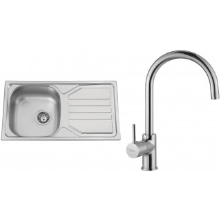 Set Sinks N47 (dřez Okio 780 V 0,5 mm matný + baterie Vitalia Chrom - lesklý)