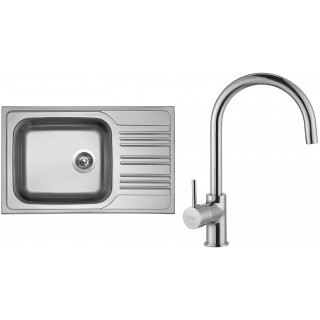 Set Sinks N55 (dřez Star 780 XXL 0,7 mm, matný + baterie Vitalia Chrom - lesklý)