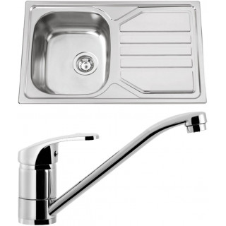 Set Sinks N61 (dřez Okio 800 V 0,7 mm matný + baterie Pronto Chrom - lesklý)