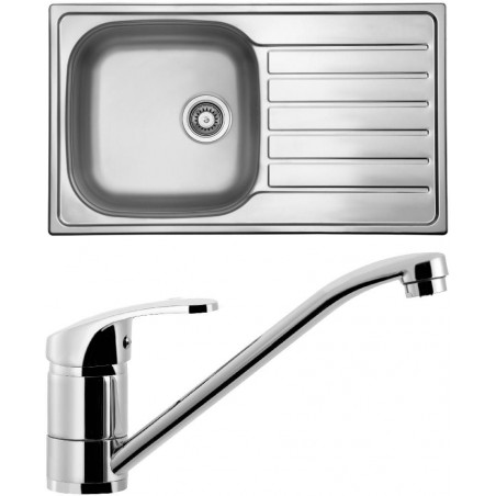 Set Sinks (dřez Hypnos 860 V 0,6 mm, matný + baterie Pronto Chrom)