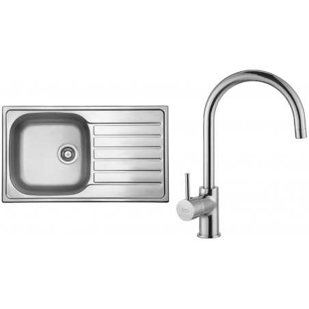 Set Sinks (dřez Hypnos 860 V 0,6 mm, matný + baterie Vitalia Chrom) Set Sinks (dřez Hypnos 860 V 0,6 mm, matný + baterie Vitalia Chrom)