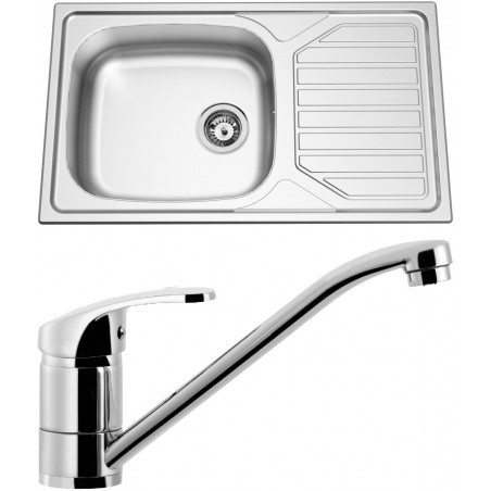 Set Sinks (dřez Okio 860 XXL V 0,6 mm, matný + baterie Pronto Chrom)