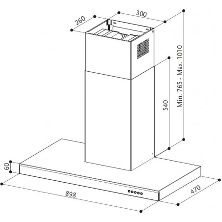 Komínová digestoř Faber Onyx-T X/V A90, nerez/černé sklo