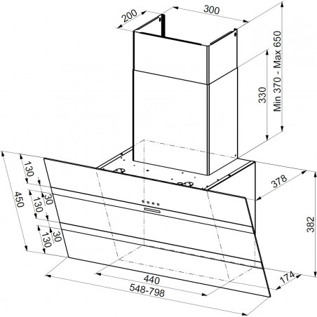 Komínová digestoř Faber Steelmax EV8 BK/X A55, černá/černé sklo