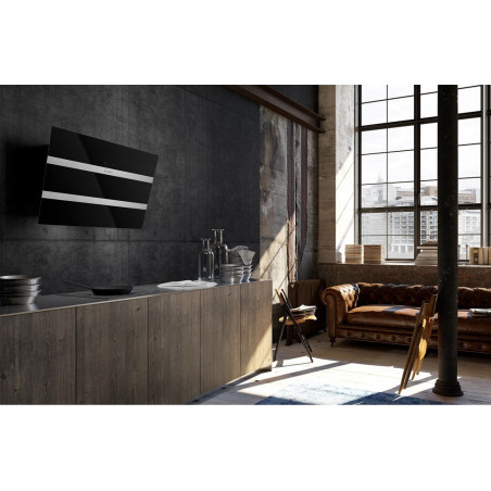 Komínová digestoř Faber Steelmax EV8 BK/X A80, černá/černé sklo