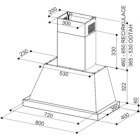 Komínová digestoř Faber THEA EV8 WH MATT A80, bez rámu, bílá mat