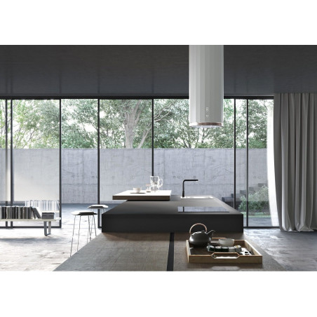 Ostrůvková digestoř Faber Corinthia Isola WH MATT/TS A37, bílá mat/tibetské stříbro