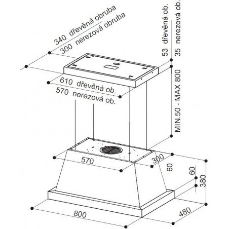 Ostrůvková digestoř Faber Thea Isola EV8 WH MATT F80, bez rámu, bílá mat