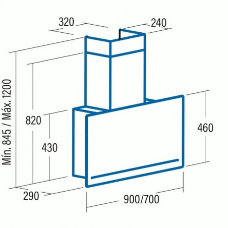 Odsavač par Cata GOYA A+ Nerez Bílé sklo 900