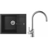 Set Sinks (dřez Amanda 650 Metalblack 74 + baterie Vitalia Chrom)