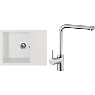 Set Sinks (dřez Amanda 650 Milk 28 + baterie Elka Chrom - lesklý)