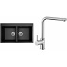 Set Sinks (dřez Amanda 860 DUO Metalblack 74 + baterie Elka Chrom)