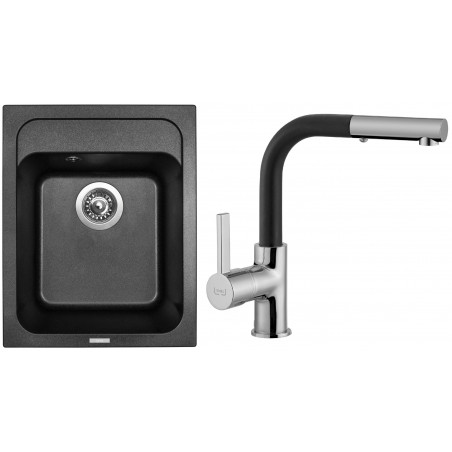 Set Sinks (dřez Classic 400 Metalblack 74 + baterie Enigma S Metalblack 74)