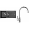 Set Sinks (dřez Perfecto 1000.1 Metalblack 74 + baterie Vitalia Chrom)