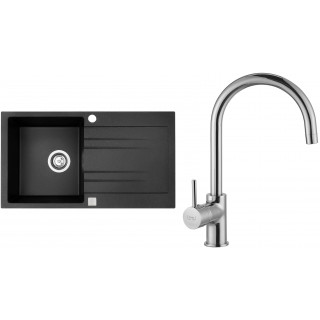 Set Sinks (dřez Rapid 780 XC Granblack 30 + baterie Vitalia Chrom - lesklý)
