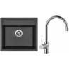Set Sinks (dřez Solo 560 Metalblack 74 + baterie Vitalia Chrom)