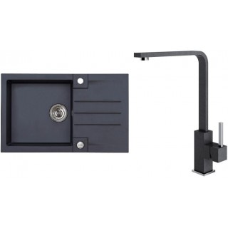 Set Alveus (dřez Rock 130 Black 91 + baterie Afra Black 91)