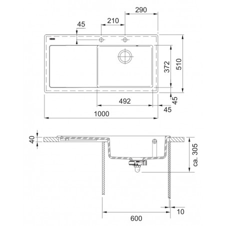 Kuchyňský dřez Franke Mythos Fraceram MTK 611-100/2 Glacier