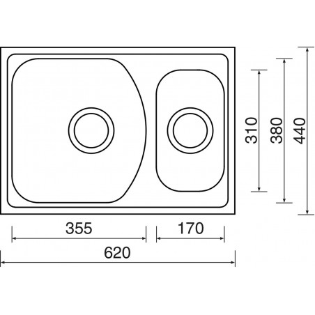 Kuchyňský dřez Sinks Twin 620.1 V 0,6 mm, matný - zhotovený otvor - VÝPRODEJ