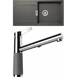 Set Schock S9-5 (dřez Mono D-100L Silverstone + baterie SC-510.120 Silverstone)