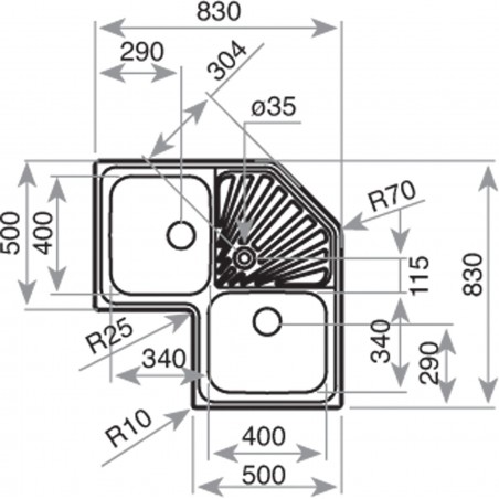 Kuchyňský dřez Teka Angular 2B X Nerez