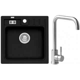Set Alveus (dřez Niagara 20 Black 91 + baterie Angle Kartáčovaná ocel)