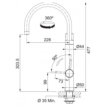 Kuchyňská baterie Franke Vital Tap Matná černá/nerez, bez sprchy