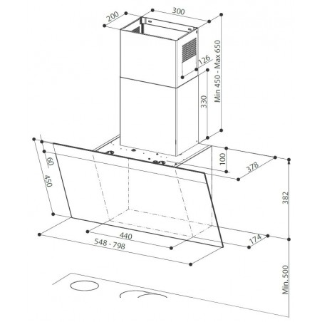 Komínová digestoř Faber Daisy Plus WH A80, nerez/bílé sklo s nerez páskem