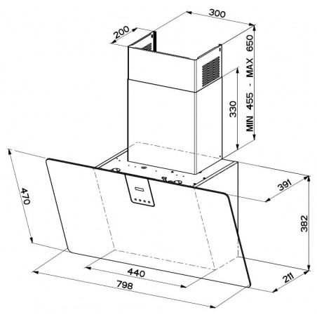 Komínová digestoř Faber Soft Edge GRIGIO LONDRA A80, černá/FENIX NTM šedá mat
