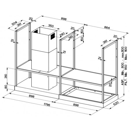 Ostrůvková digestoř Faber T-Shelf TITANIUM MATT A180, titanová mat
