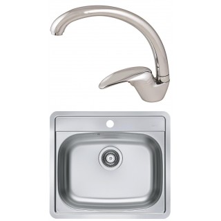 Set Alveus (dřez More 10 Natur, horní montáž + baterie Grandia Chrom)