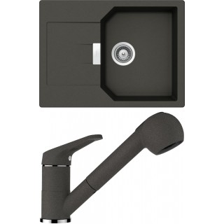 Set Schock S16-2 (dřez Manhattan D-100S Asphalt + baterie Cosmo.120 Asphalt)