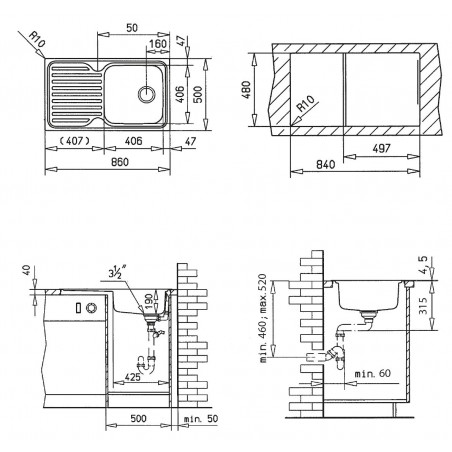Kuchyňský dřez Teka Classic 1B 1D X Mikrolinen - zhotovený otvor - VÝPRODEJ