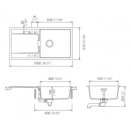 Kuchyňský dřez Schock Mono D-100L Carbonium, spodní montáž Kuchyňský dřez Schock Mono D-100L Carbonium, spodní montáž