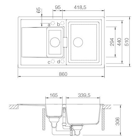 Kuchyňský dřez Schock Mono D-150 Bronze, spodní montáž