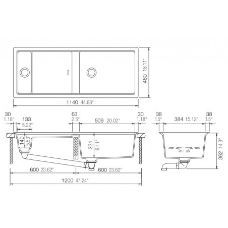 Kuchyňský dřez Schock Prepstation D-150 Silverstone, spodní montáž Kuchyňský dřez Schock Prepstation D-150 Silverstone, spodní montáž