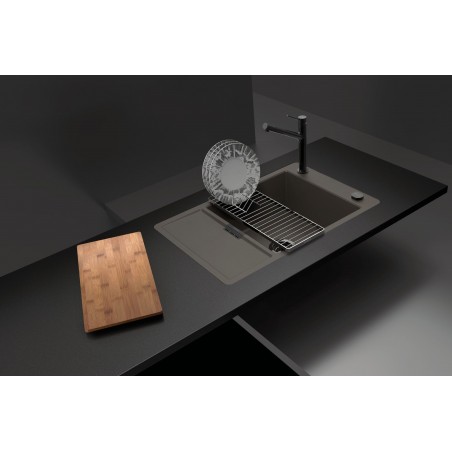 Kuchyňský dřez Schock Mono D-100XS Carbonium + krájecí deska a mřížka, horní montáž Kuchyňský dřez Schock Mono D-100XS Carbonium + krájecí deska a mřížka, horní montáž