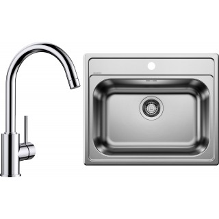 Set Blanco 01-C 25 (dřez Dana 6, přírodní lesk + baterie Mida Chrom)