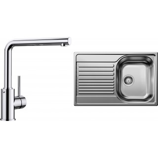 Set Blanco 04-D 25 (dřez Tipo 45 S Compact Přírodní lesk + baterie Mila Chrom)