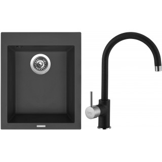 Set Sinks G8726 (dřez Cube 410 Pureblack 26 + baterie Vitalia Pureblack 26)